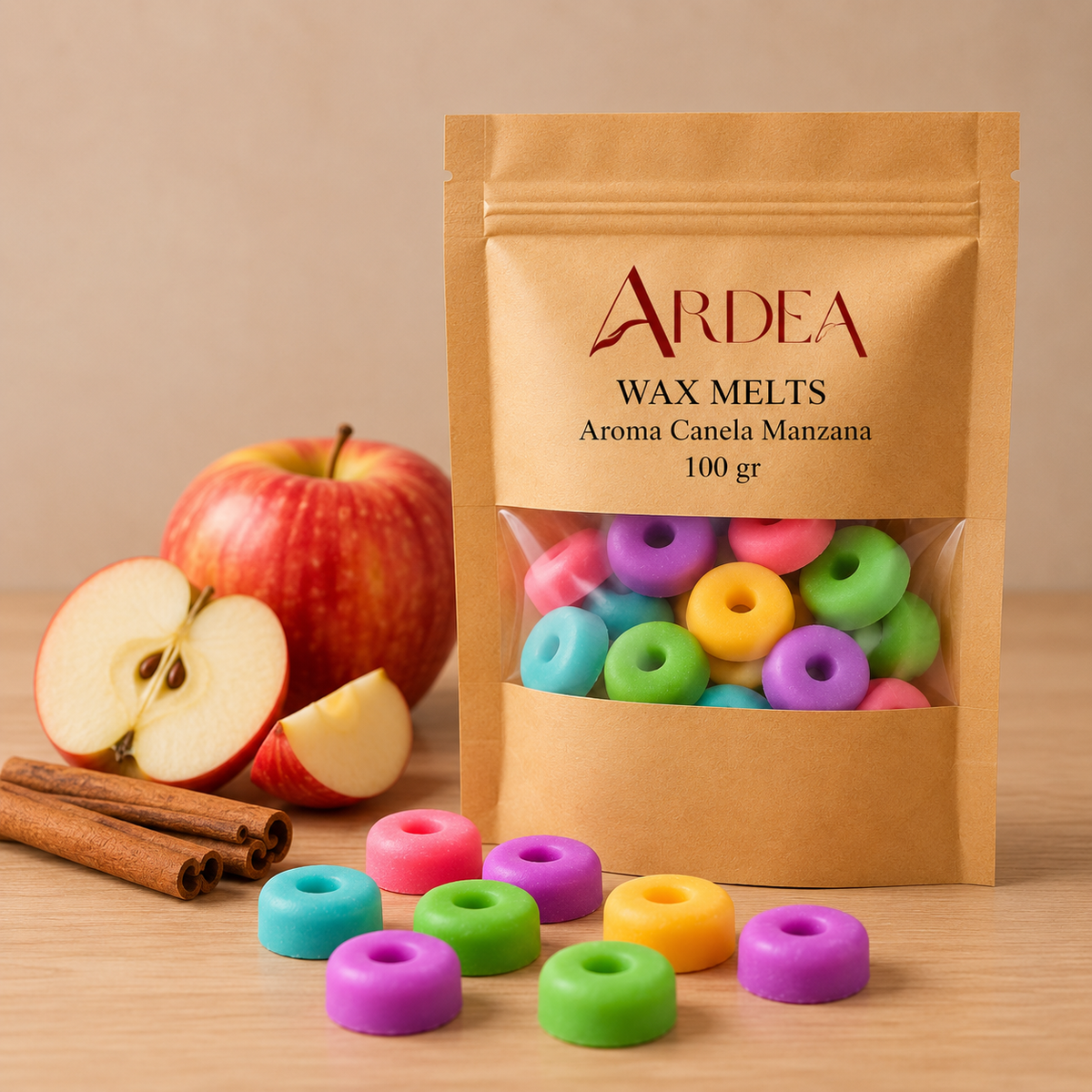 Wax Melts Donas 100 g – Aroma Canela Manzana con empaque