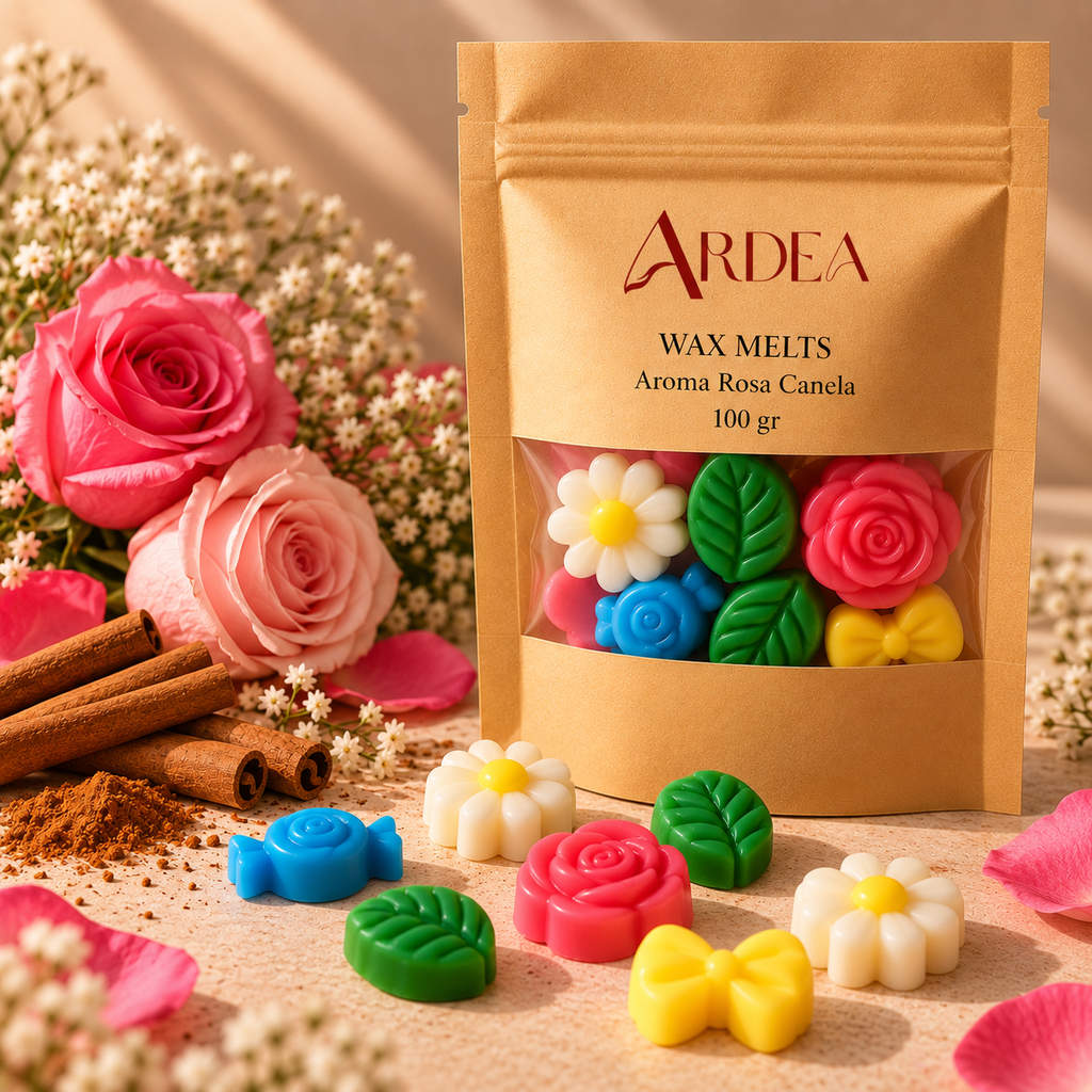 Wax Melts Flores 100 g – Aroma Rosa y Canela con empaque