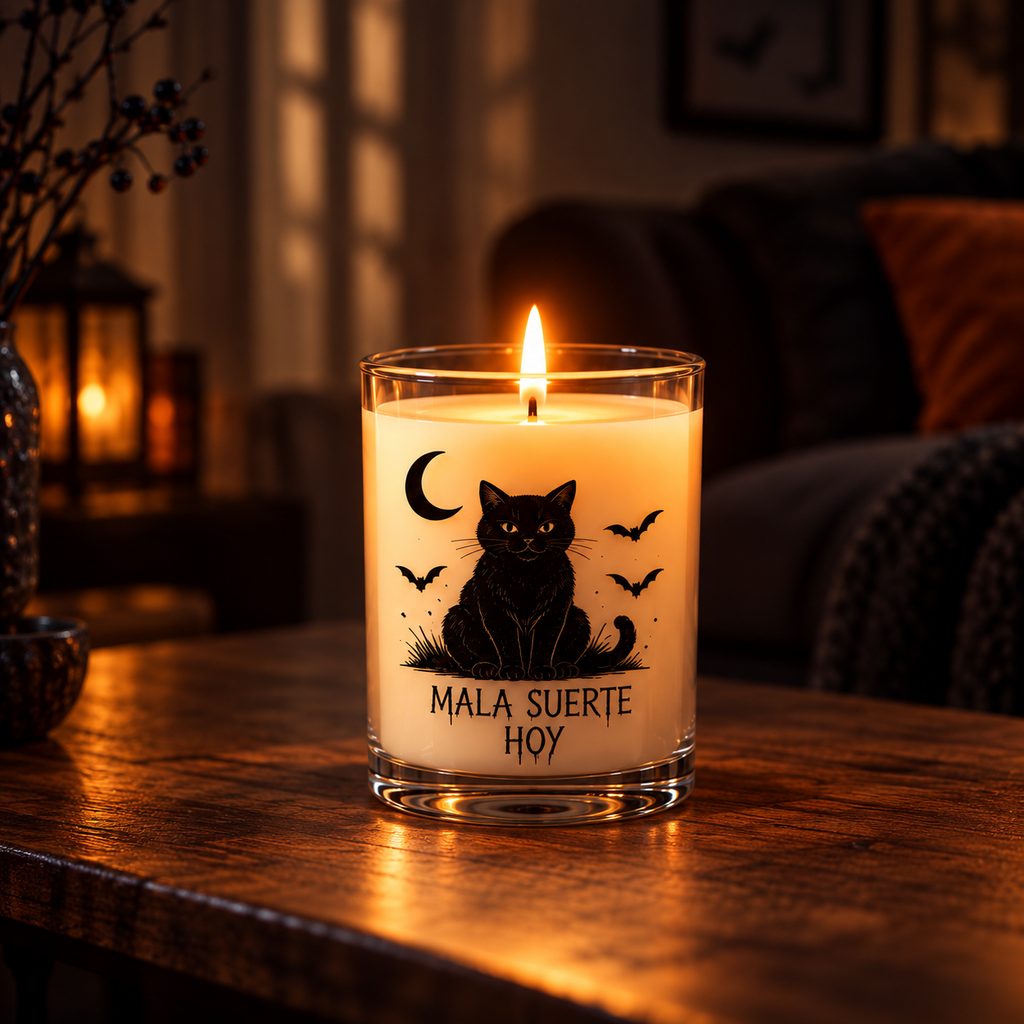 Vela Halloween – Mala Suerte Hoy - Aroma Manzana Hechizada - 140 gr